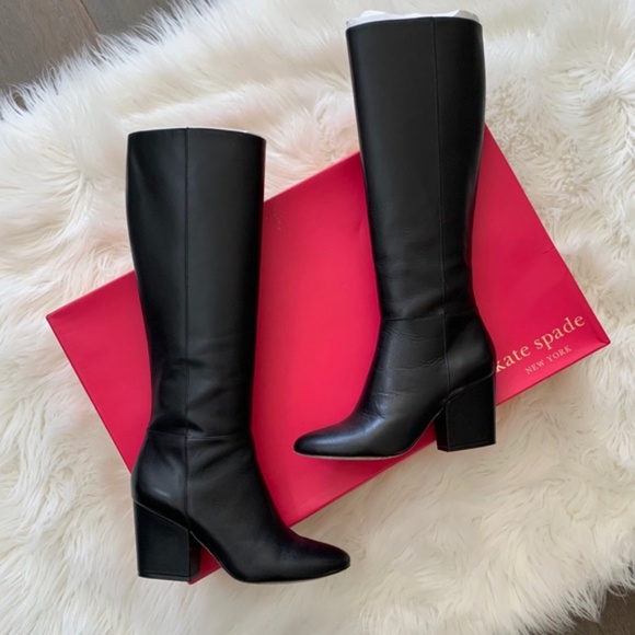 kate spade Shoes - KATE SPADE Racine Knee-High Leather Boot Black 7.5